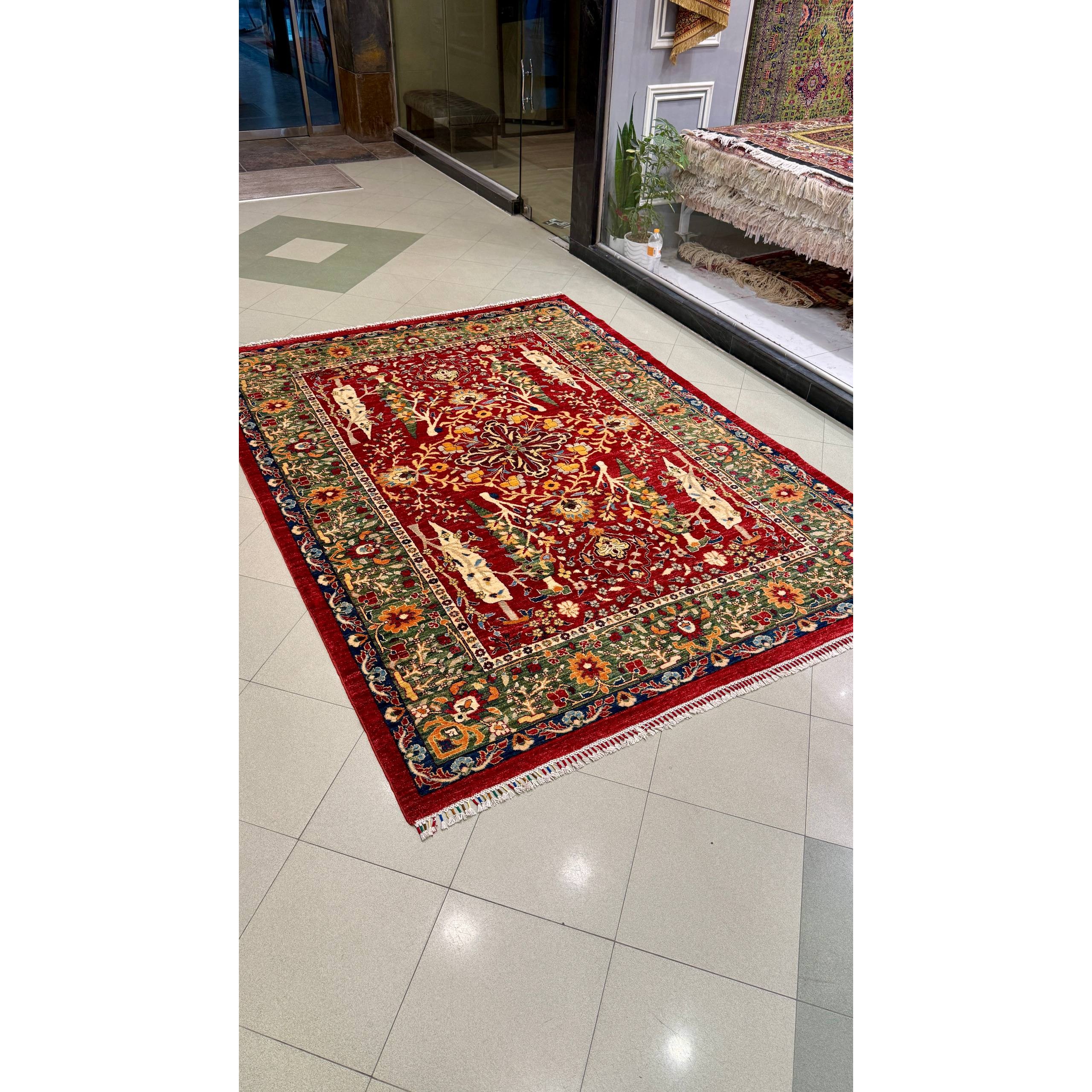 فرش دستباف سلطان آباد6متری نقشه سرو، 35 رج اعلا ابعاد 297 216