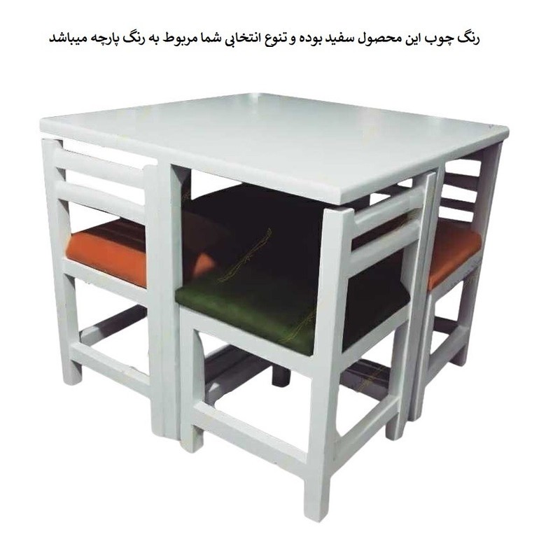 میز و صندلی ناهارخوری 4 نفره مدل V4 sefid
