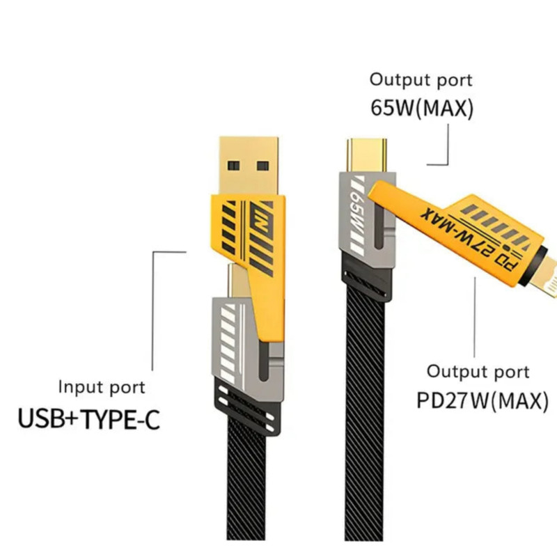 کابل تبدیل USB USB-C به لایتنینگ USB-C زاوا ZAWA مدل 4in1 طول 1.2 متر