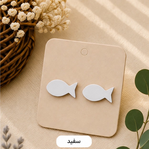 گوشواره میخی زنانه چوبی مدل ماهی کد 02