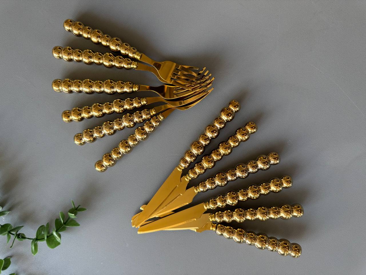 کارد و چنگال مرواریدی طلایی