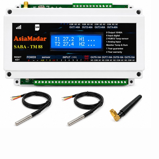 کنترل پیامکی هوشمند دما 8 رله 40 آمپری مدل TM88-LCD