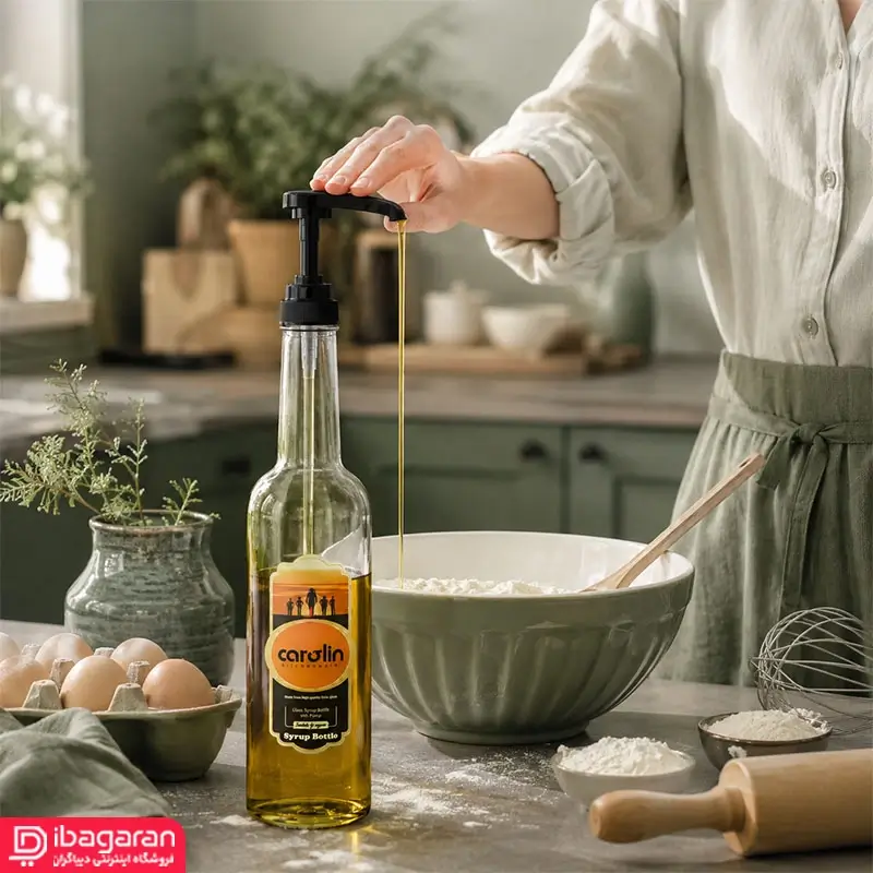 بطری سیروپ شیشه ای کارولین مدل 611