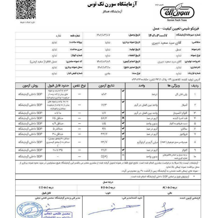 عسل اقاقیا سفید ارمنی