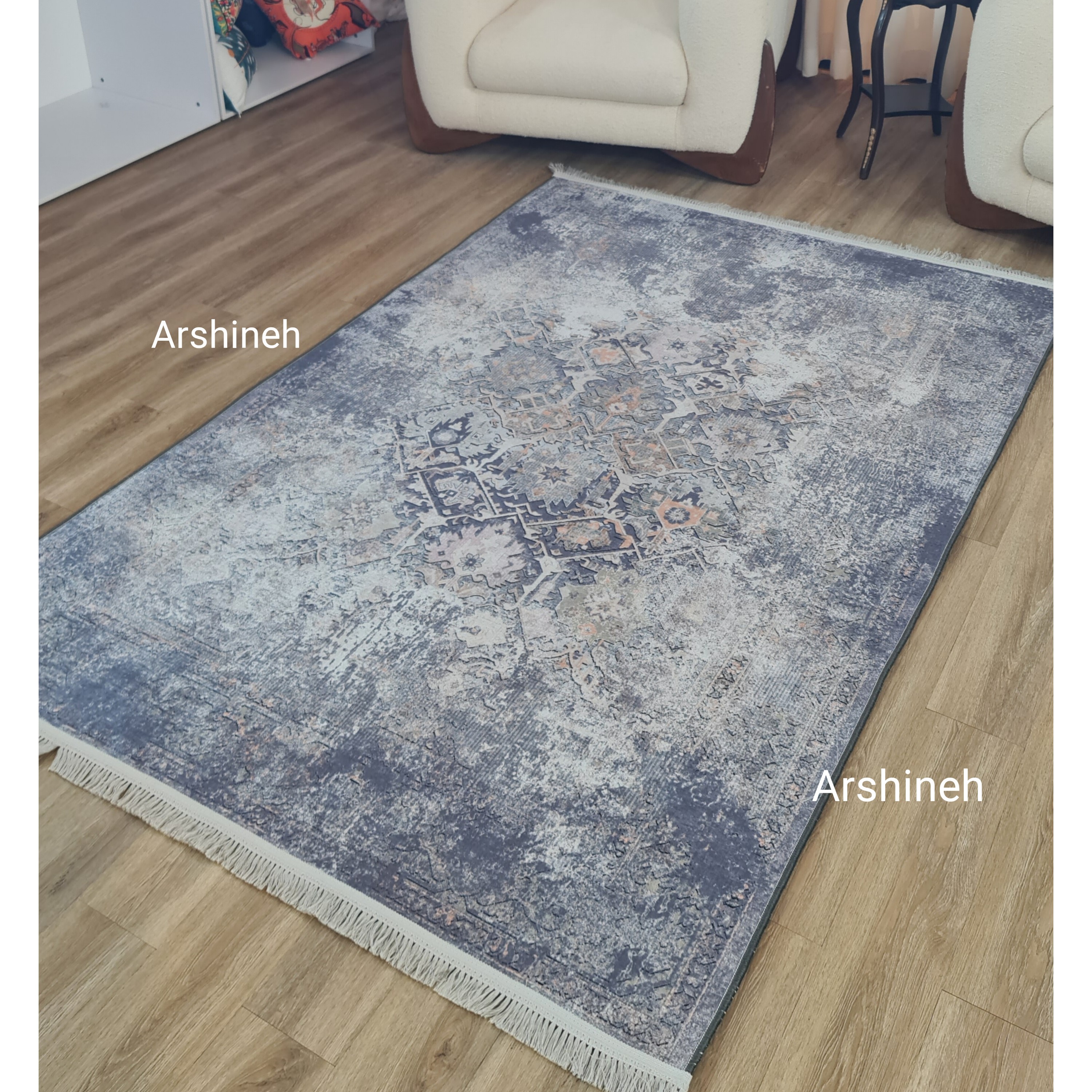 فرشینه مخمل طرح طوسی پتینه L643