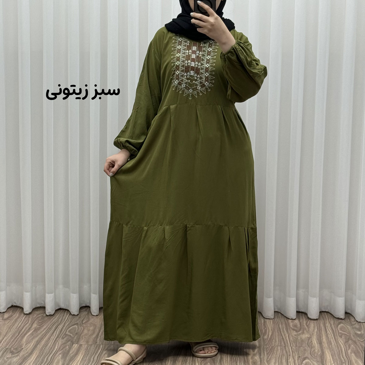 پیراهن ساحلی زنانه مدل آیدا چاپی (یقه چاپی) نخ خالص آستین سه ربع، بدون آبرفت