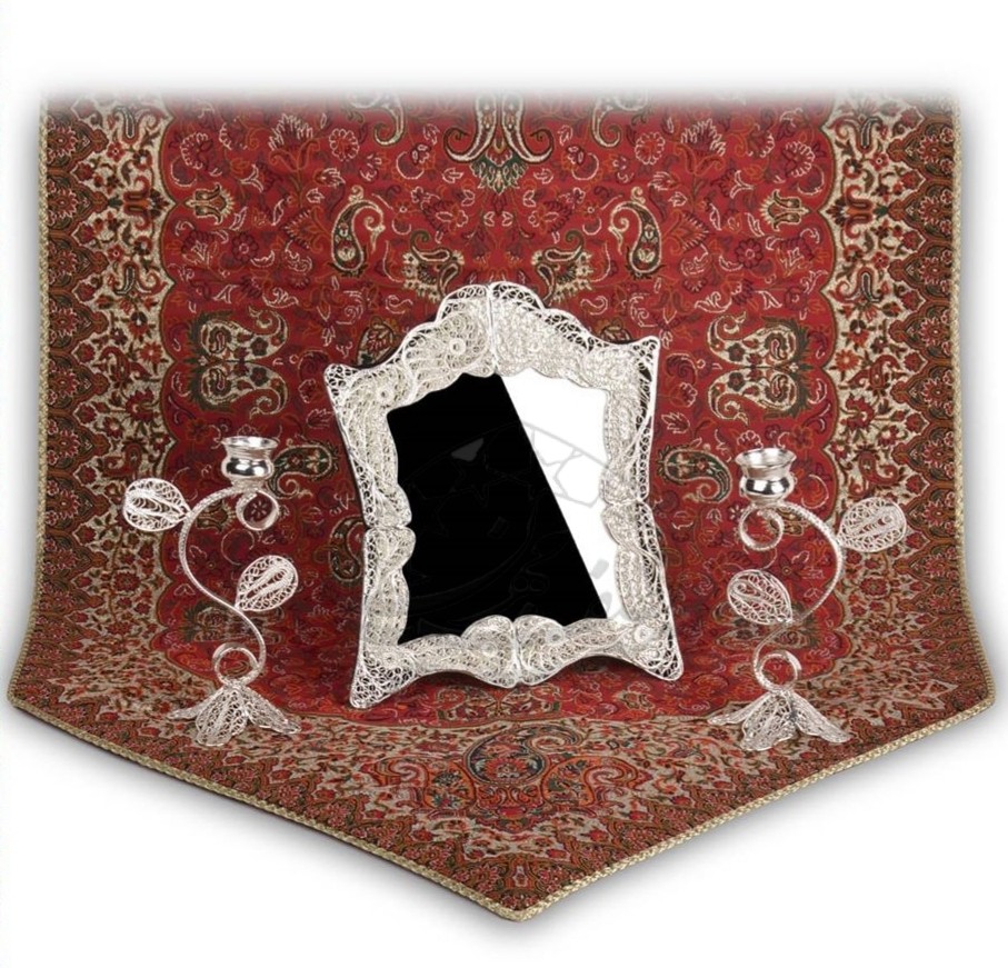 ست آینه شماره2 و شمعدان sمیلیه کاری