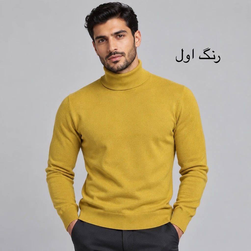 پلیور یقه اسکی مردانه بافت ریز بافت نرم و گرم پاییزی و زمستانه شیک و خوشتنپوش 