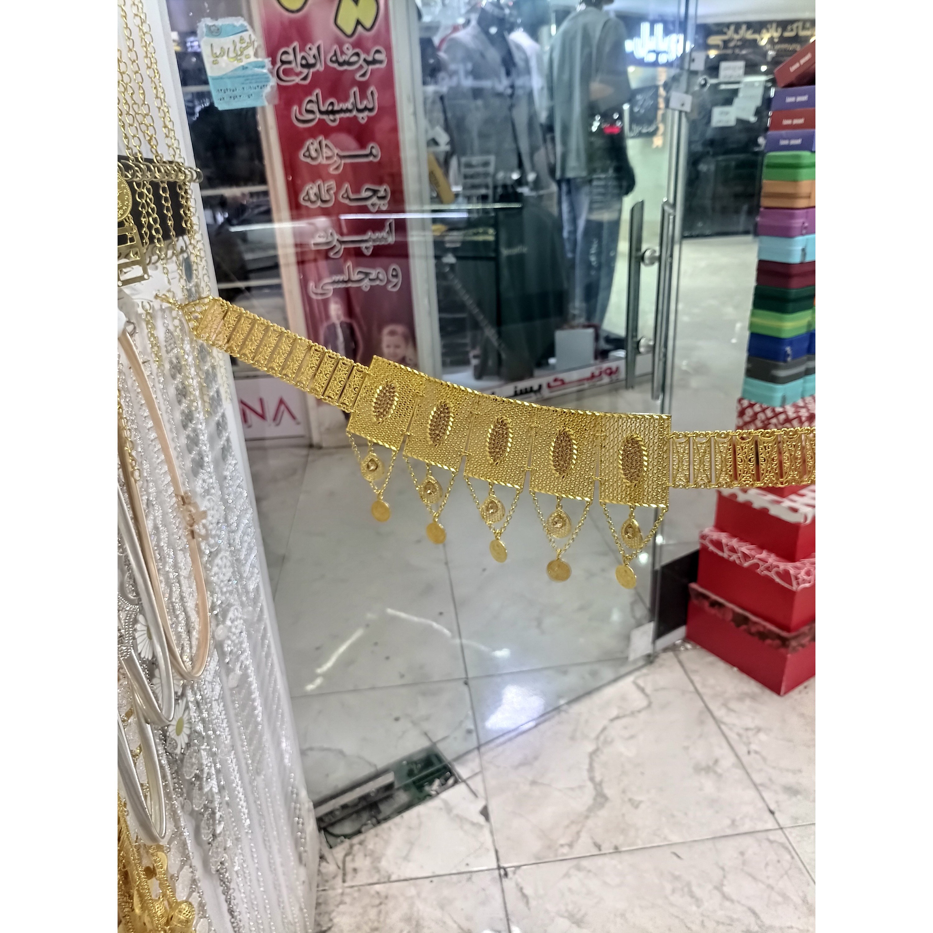 کمربند مجلسی زنانه مستطیل آویز دار استیل رنگ ثابت 