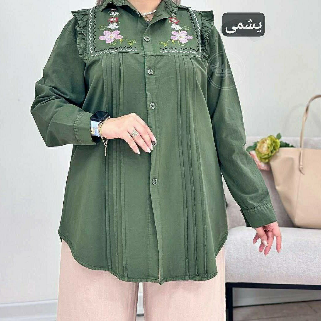 شومیز گلدوزی شده جنس الیاف فری سایز تا 46