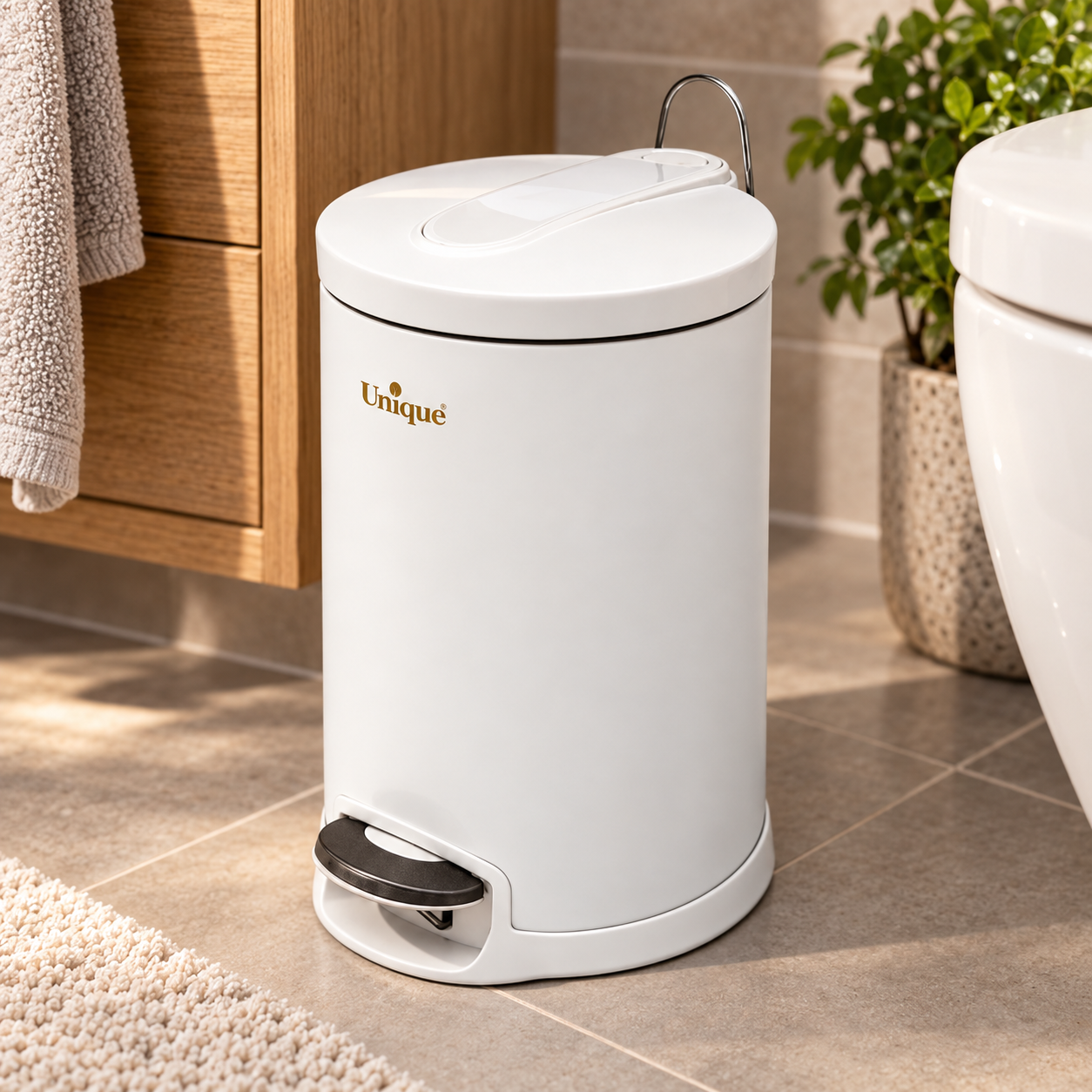 سطل زباله 16 لیتر سفید یونیک کد UN-4130