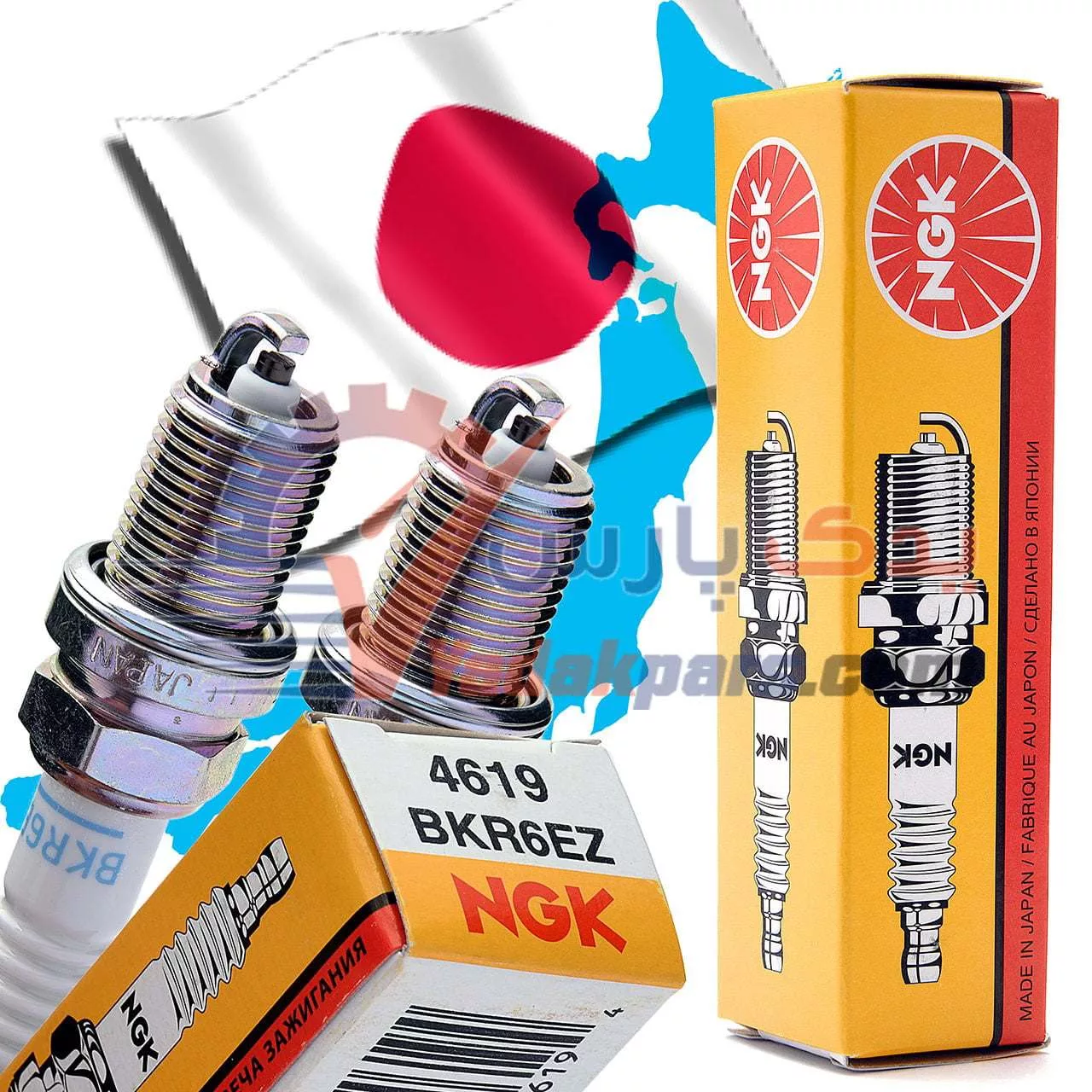 شمع سمند ملی ngk ژاپن پایه کوتاه الکترود 29 کد 4619 (بسته 4 عددی)