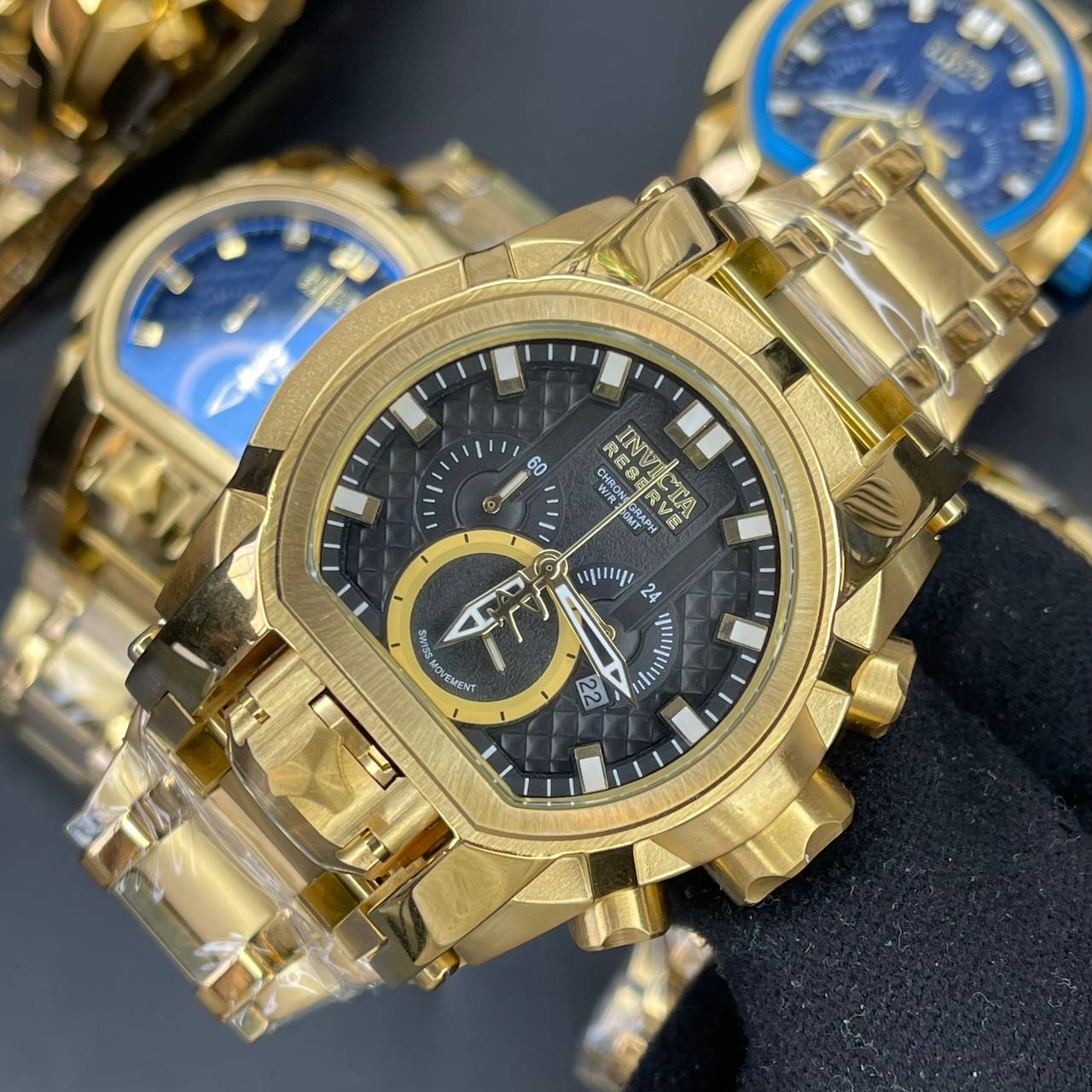 ساعت مردانه اینویکتا زئوس(INVICTA ZEUS) سه موتور فعال کیفیت عالی موتور ژاپن صفحه مشکی کد 1920035