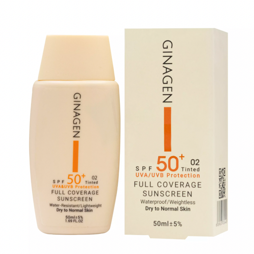 کرم ضد آفتاب رنگی ژیناژن مدل 02 SPF 50 مناسب پوستهای خشک و نرمال 1408