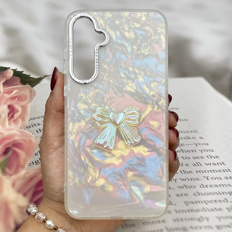 قاب گوشی Galaxy A35 سامسونگ Opal Dream صدفی لوکس ضد ضربه طرح برجسته پاپیون زرد کد 360919