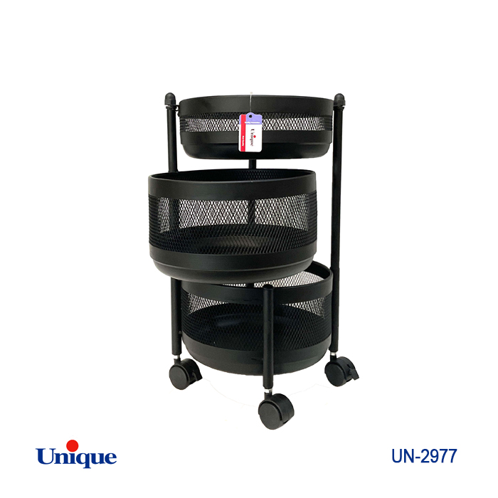 سبد سیب زمینی و پیاز 2 طبقه توری مشکی گرد یونیک UN-2977