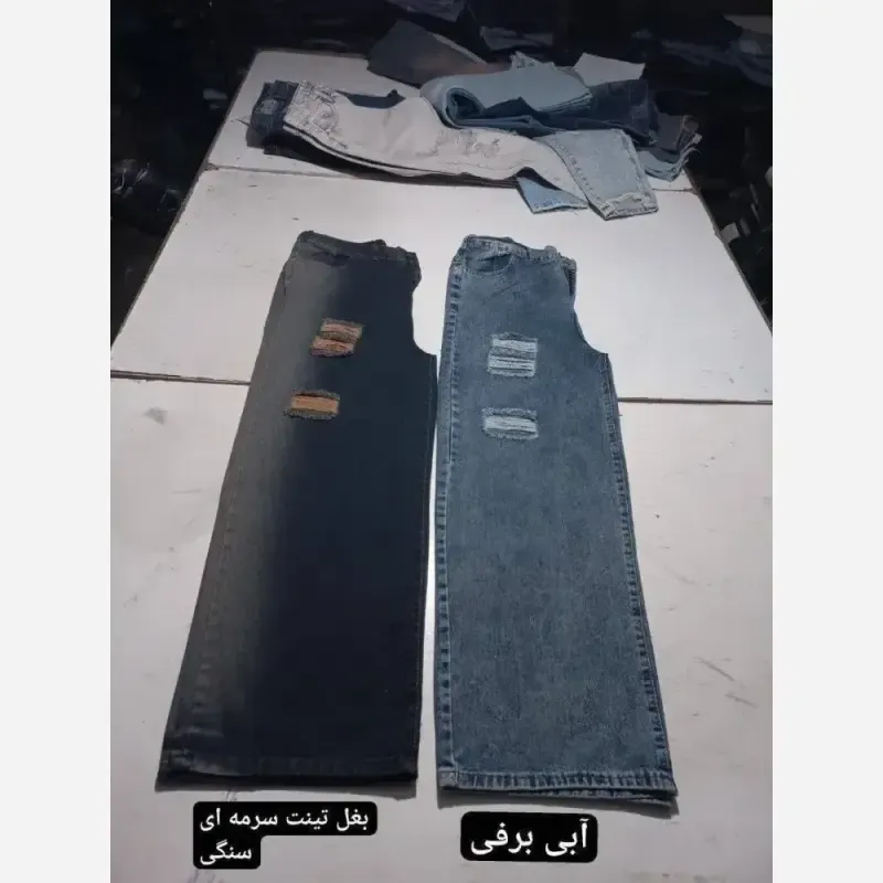 شلوار جین فول بگ زاپدار زنانه قد 105 پشت کش سایز 38 تا 46
