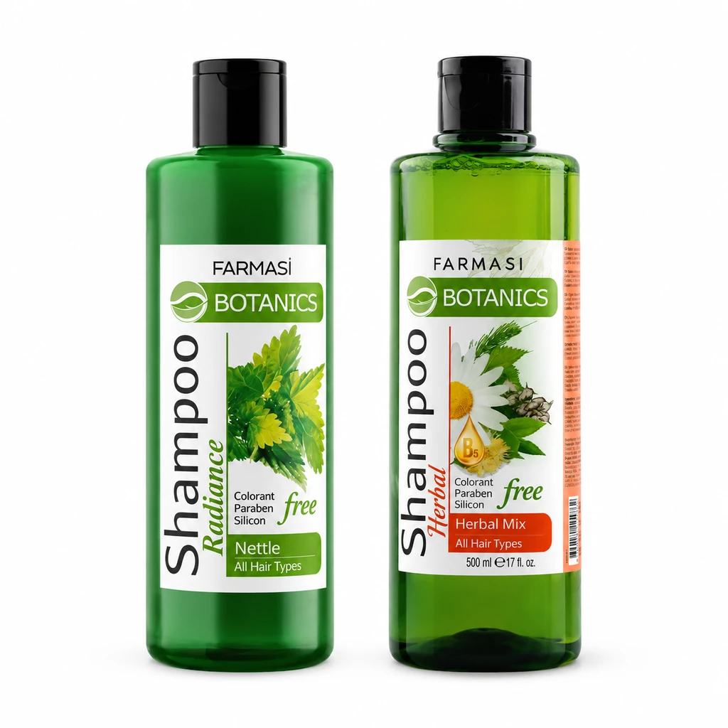 شامپو فارماسی مدل Botanics حجم 500 میل | بدون پارابن، سیلیکون و کلورانت