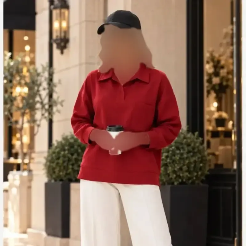 پولوشرت دورس پنبه تو کرکی زنانه اسپرت فری سایز در رنگ های مشکی، نسکافه ای، قهوه ای و زرشکی
