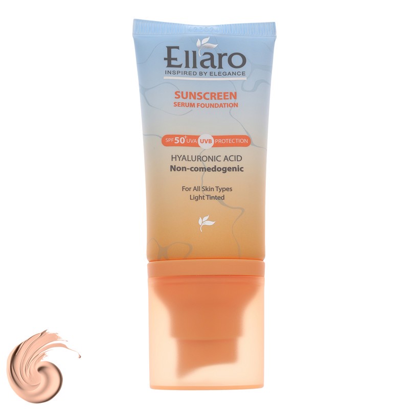 سرم ضد آفتاب رنگی light tinted صورت الارو SPF50 مدل Hyaluronic acid محافظ در برابر اشعه UVA و UVB مناسب برای انواع پو...