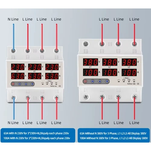 محافظ ولتاژ جریان سه فاز قابل تنظیم مدل TVPS3-100A