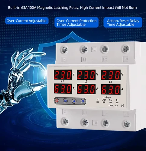 محافظ ولتاژ جریان سه فاز قابل تنظیم مدل TVPS3-100A
