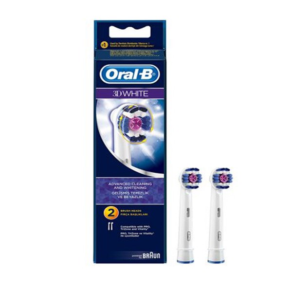 سری یدک مسواک برقی اورال-بی مدل Brush Heads 3D White بسته 4 عددیمدل 3