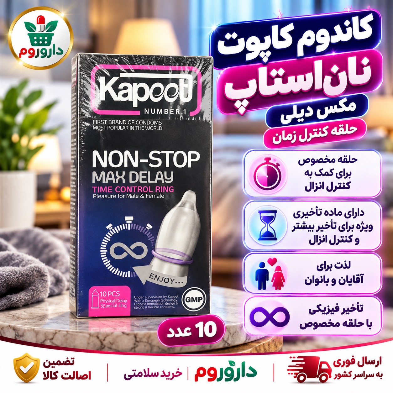 کاندوم کاپوت نان استاپ مکس دیلی حلقه کنترل زمان 10 عدد