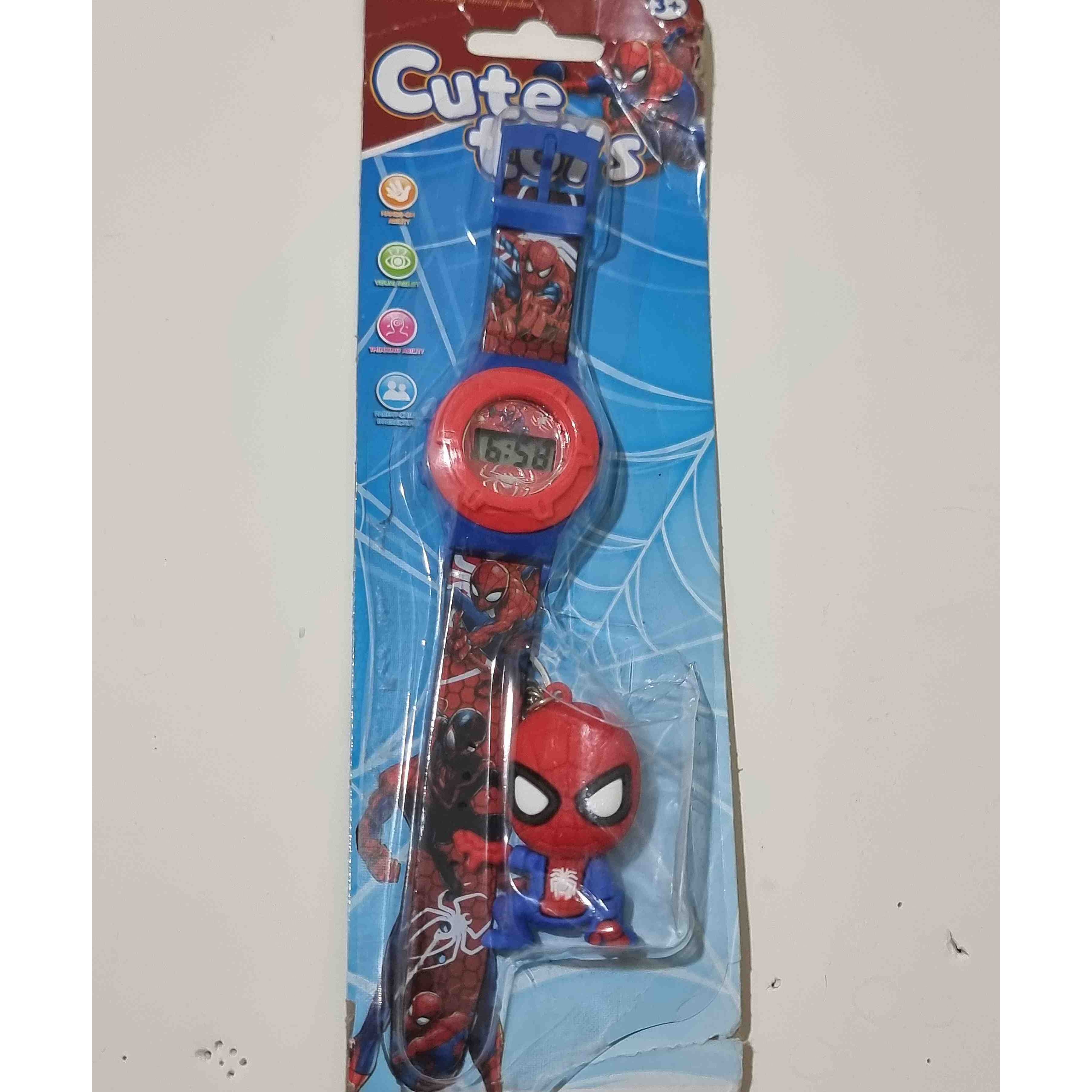 ست ساعت و پاسوییچی بچگانه طرح مرد عنکبوتی از برند Cute toysجدید