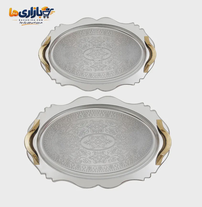 سینی پذیرایی استیل کد 5108SG بزرگ و کوچک