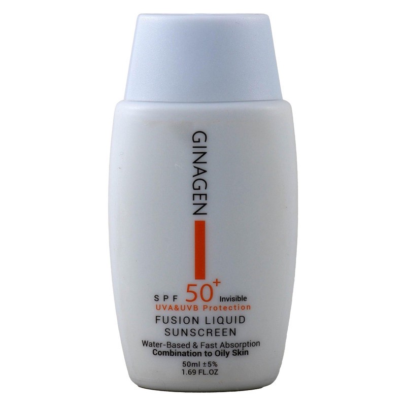 کرم ضد آفتاب بدون رنگ ژیناژن SPF 50 مدل Fusion Liquid مناسب پوستهای چرب و مختلط حجم 50 میلیلیتر