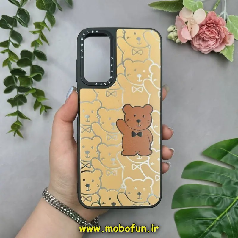 قاب گوشی Galaxy A14 سامسونگ پشت گلس آینه ای اورجینال CASETIFY طرح تدی کد E18-15242