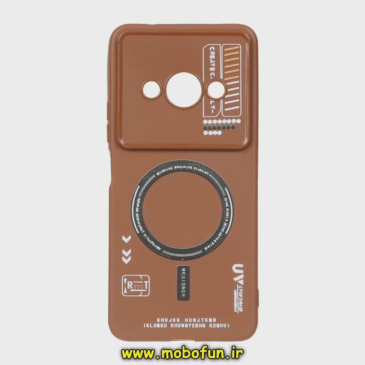 قاب گوشی Redmi A3 شیائومی سیلیکونی ژله ای AUTO FOCUS طرح مگ سیف زیر بسته محافظ لنز دار قهوه ای کد 20630