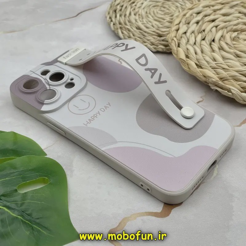 قاب گوشی iPhone 15 Pro Max آیفون دستبندی سیلیکونی GOOD LUCK لبخند Fashion محافظ لنز دار طرح لاکچری HAPPY DAY کد 71