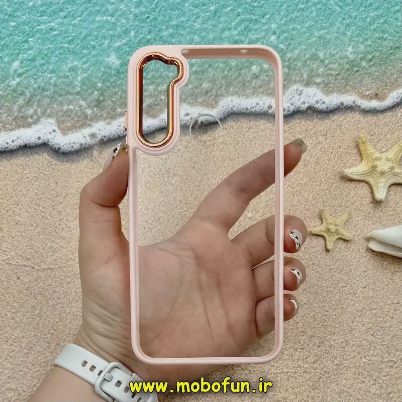 قاب گوشی Redmi Note 8 - Redmi Note 8 2021 شیائومی اورجینال متال کیس Metal طرح پشت طلق شفاف دور سیلیکونی گلبهی کد E39-...
