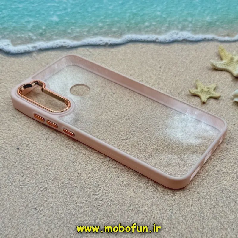 قاب گوشی Redmi Note 8 - Redmi Note 8 2021 شیائومی اورجینال متال کیس Metal طرح پشت طلق شفاف دور سیلیکونی گلبهی کد E39-...