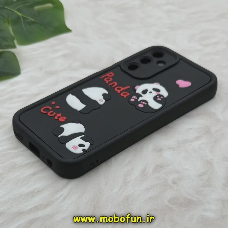 قاب گوشی Galaxy A15 سامسونگ سیلیکونی Solid برجسته محافظ لنزدار طرح پاندا رنگ مشکی کد 11763