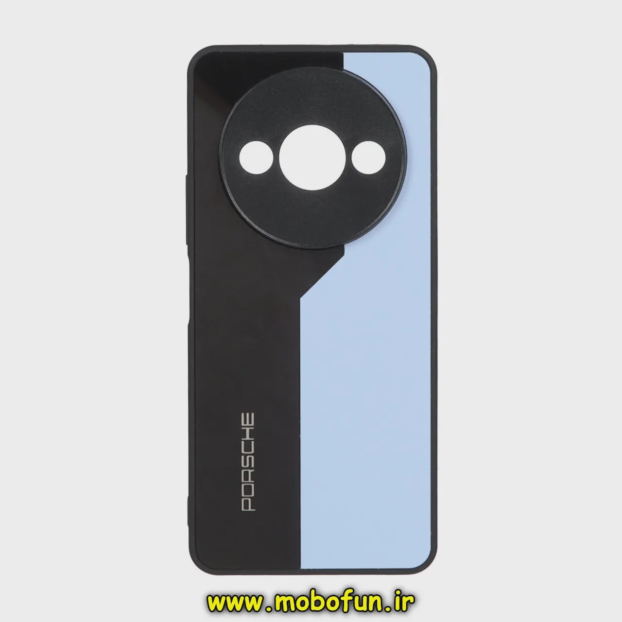 قاب گوشی Redmi A3 شیائومی PVD مدل PORSCHE محافظ لنز دار مشکی آبی روشن کد 20608