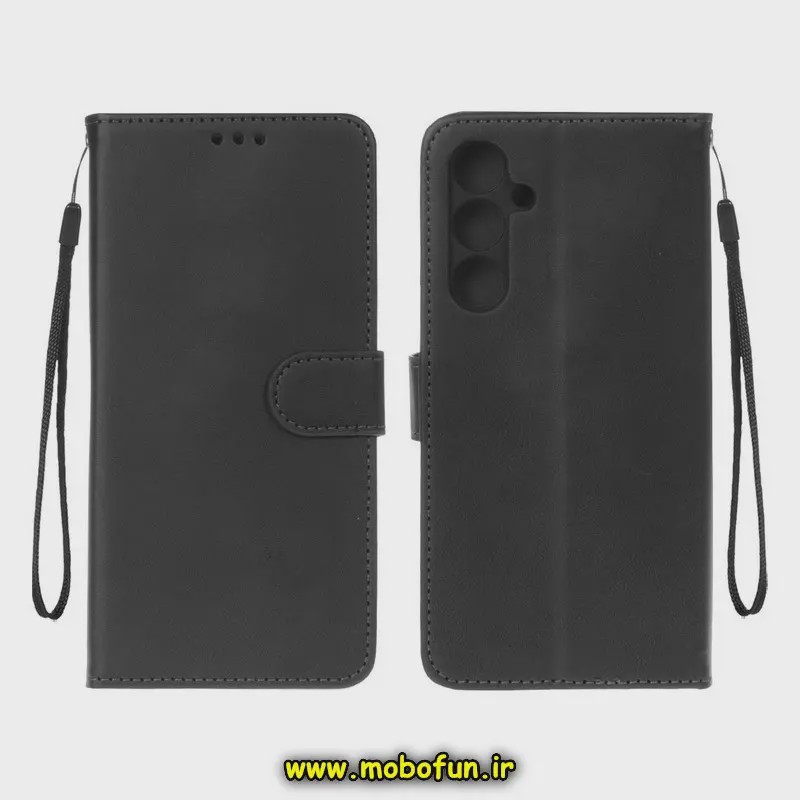 کیف گوشی Galaxy A35 سامسونگ مگنتی طرح چرم کتابی محافظ لنزدار مشکی کد 5