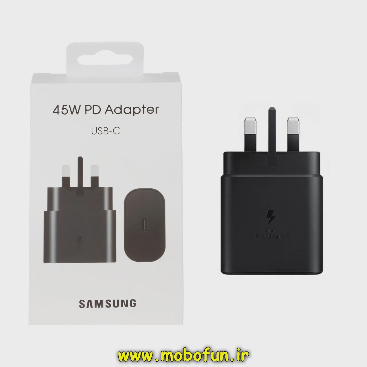 شارژر اصلی گوشی Galaxy S22 Ultra سامسونگ تک پورت 45W وات سامسونگ Type-C سه پین سوپر فست شارژ رنگ مشکی گارانتی 3 ماهه