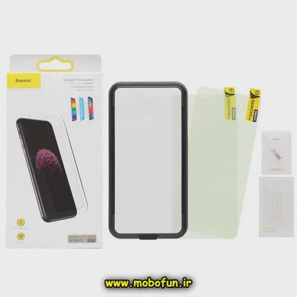 گلس نانو گوشی iPhone 11 - iPhone XR آیفون ضد ضربه نشکن اورجینال بیسوس Baseus بسته دو عددی کد 1003