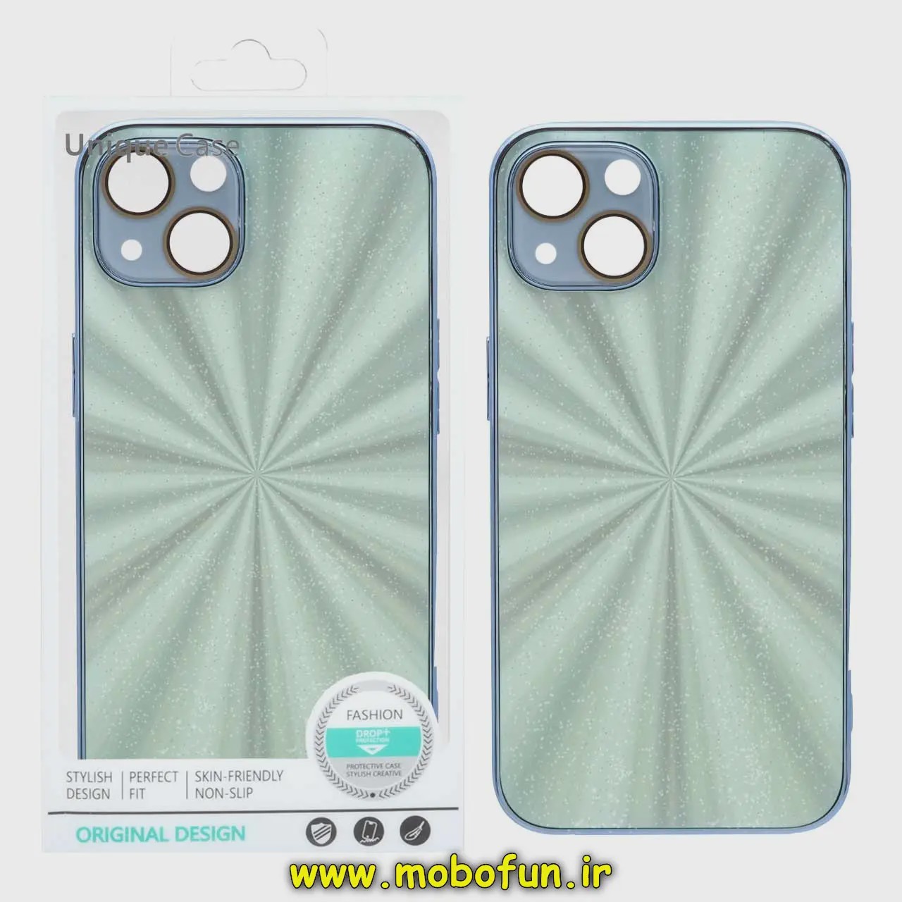 قاب گوشی iPhone 13 آیفون PVD مدل کهکشانی لیزری محافظ لنز دار سبز کد 23866