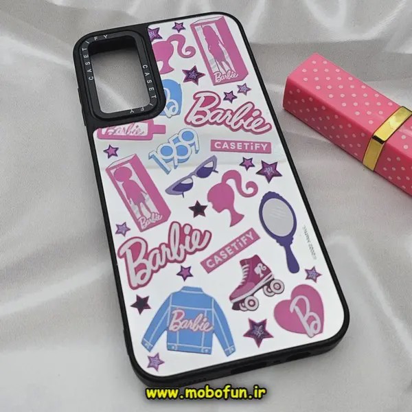 قاب گوشی Galaxy A14 4G - Galaxy A14 5G سامسونگ پشت گلس آینه ای اورجینال CASETIFY طرح باربی Barbie محافظ لنزدار مشکی ک...