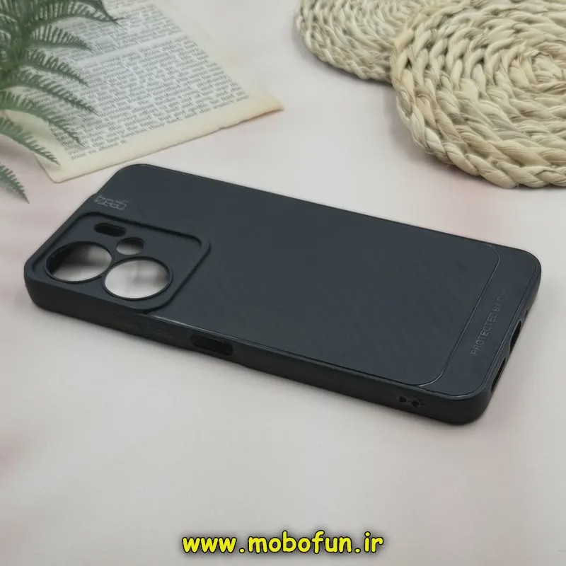 قاب گوشی Redmi 13C - Poco C65 شیائومی اورجینال GEAR4 سیلیکونی راه راه محافظ لنز دار مشکی کد 11231