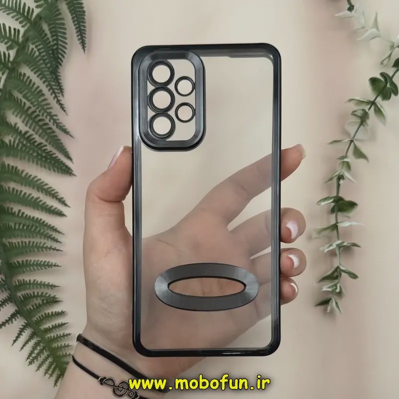 قاب گوشی Galaxy A53 سامسونگ طرح الکتروپلیتینگ ژله ای شفاف اورجینال طرح مگ سیف محافظ لنز دار مشکی کد 13613