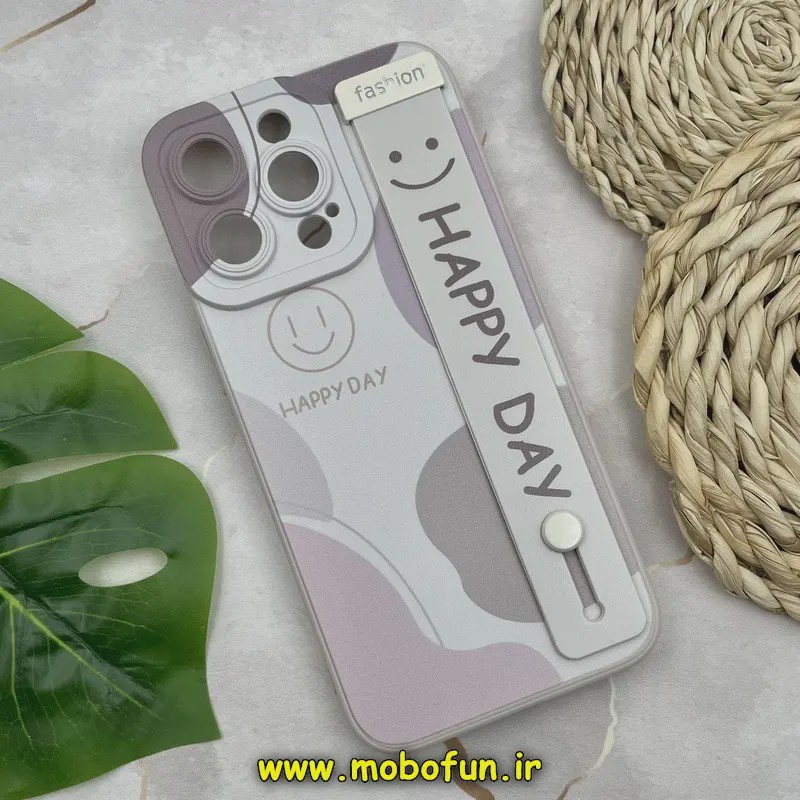 قاب گوشی iPhone 15 Pro Max آیفون دستبندی سیلیکونی GOOD LUCK لبخند Fashion محافظ لنز دار طرح لاکچری HAPPY DAY کد 71