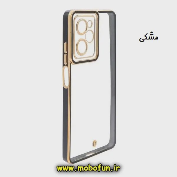 قاب گوشی Poco X5 Pro شیائومی طرح الکتروپلیتینگ ژله ای شفاف اورجینال یونیک کیس Unique Case محافظ لنز دار مشکی کد 28