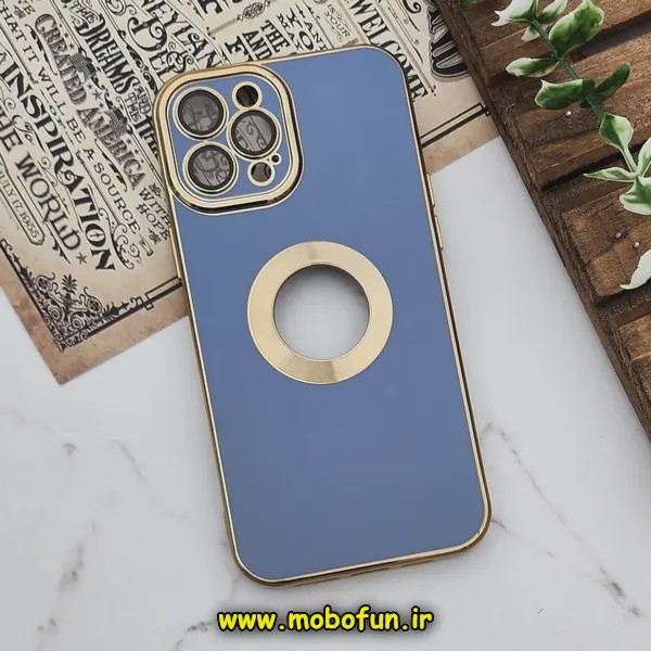 قاب گوشی iPhone 12 Pro Max آیفون طرح ژله ای دبل متال مای کیس مگ سیف Magsafe گلد لاین دور طلایی محافظ لنز دار شیشه  مدل 1