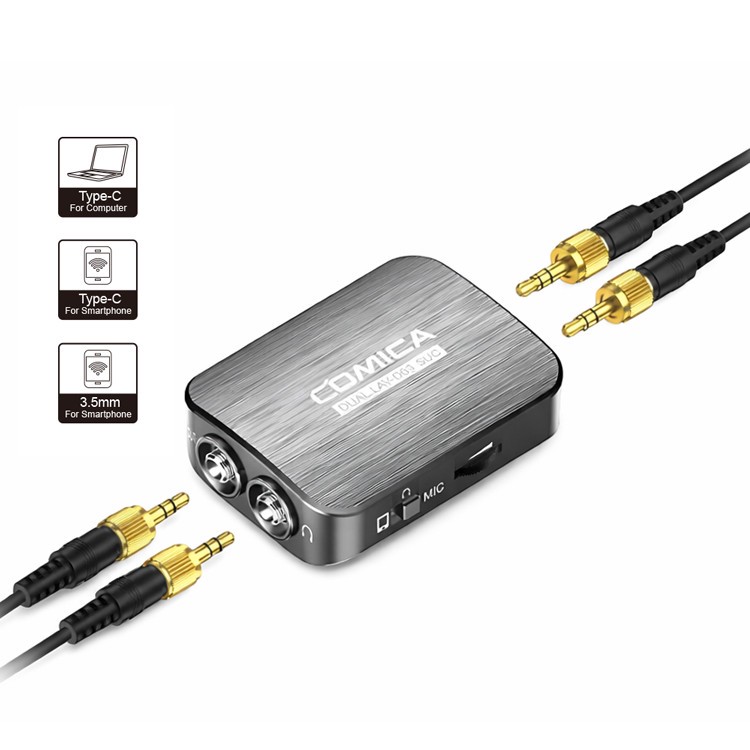 میکروفن یقه ای کامیکا مدل DUAL.LAV D03 STC با درگاه های اتصال تایپ سی و جک 3.5