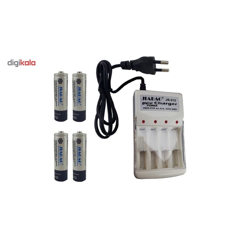 شارژر جیابائو مدل JB-212 به همراه 4 باتری شارژی قلمی